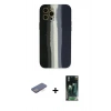 MARSİLYAN™- iPhone 12 Pro Max Kılıf Yadigar Çizgi - Siyah 360 Mat Full Body Arka Koruyucu + Renkli Kamera Lens Koruma Cam - MI
