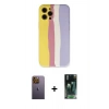 MARSİLYAN™- iPhone 12 Pro Max Kılıf Yadigar Çizgi - Siyah 360 Mat Full Body Arka Koruyucu + Neon Fosforlu Kamera Lens - SI