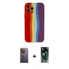 MARSİLYAN™- iPhone 12 Pro Max Kılıf Yadigar Çizgi - Siyah 360 Mat Full Body Arka Koruyucu + Neon Fosforlu Kamera Lens - SI