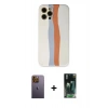 MARSİLYAN™- iPhone 12 Pro Max Kılıf Yadigar Çizgi - Siyah 360 Mat Full Body Arka Koruyucu + Neon Fosforlu Kamera Lens - SI