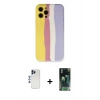 MARSİLYAN™- iPhone 12 Pro Max Kılıf Yadigar Çizgi - Siyah 360 Mat Full Body Arka Koruyucu + Shine Kamera Lens - LT