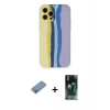 MARSİLYAN™- iPhone 12 Pro Max Kılıf Yadigar Çizgi - Siyah 360 Mat Full Body Arka Koruyucu + Shine Kamera Lens Koruma Cam - GI
