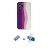 MARSİLYAN™- iPhone 12 Pro Max Kılıf Yadigar Çizgi - Siyah 3D Antistatik Cam Ekran Koruyucu + Shine Kamera Lens Koruma Cam - GI