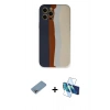 MARSİLYAN™- iPhone 12 Pro Max Kılıf Yadigar Çizgi - Siyah 3D Antistatik Cam Ekran Koruyucu + Shine Kamera Lens Koruma Cam - GI