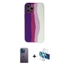 MARSİLYAN™- iPhone 12 Pro Max Kılıf Yadigar Çizgi - Siyah 3D Antistatik Cam Ekran Koruyucu + Neon Fosforlu Kamera Lens - MI