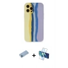 MARSİLYAN™- iPhone 12 Pro Max Kılıf Yadigar Çizgi - Siyah 3D Antistatik Cam Ekran Koruyucu + Shine Kamera Lens Koruma Cam - MI