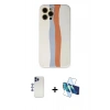 MARSİLYAN™- iPhone 12 Pro Max Kılıf Yadigar Çizgi - Siyah 3D Antistatik Cam Ekran Koruyucu + Shine Kamera Lens - LT