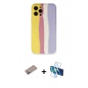 MARSİLYAN™- iPhone 12 Pro Max Kılıf Yadigar Çizgi - Siyah 3D Antistatik Cam Ekran Koruyucu + Shine Kamera Lens Koruma Cam - SABE