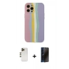 MARSİLYAN™- iPhone 12 Pro Max Kılıf Yadigar Çizgi - Siyah 3D Antistatik Hayalet Cam Ekran Koruyucu + Shine Kamera Lens - GD