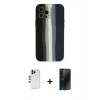 MARSİLYAN™- iPhone 12 Pro Max Kılıf Yadigar Çizgi - Siyah 3D Antistatik Hayalet Cam Ekran Koruyucu + Shine Kamera Lens - GD
