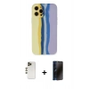 MARSİLYAN™- iPhone 12 Pro Max Kılıf Yadigar Çizgi - Siyah 3D Antistatik Hayalet Cam Ekran Koruyucu + Shine Kamera Lens - GD
