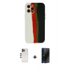 MARSİLYAN™- iPhone 12 Pro Max Kılıf Yadigar Çizgi - Siyah 3D Antistatik Hayalet Cam Ekran Koruyucu + Shine Kamera Lens - GD