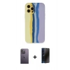 MARSİLYAN™- iPhone 12 Pro Max Kılıf Yadigar Çizgi - Siyah 3D Antistatik Hayalet Cam Ekran Koruyucu + Neon Fosforlu Kamera Lens - BZ