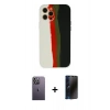 MARSİLYAN™- iPhone 12 Pro Max Kılıf Yadigar Çizgi - Siyah 3D Antistatik Hayalet Cam Ekran Koruyucu + Neon Fosforlu Kamera Lens - BZ