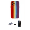 MARSİLYAN™- iPhone 12 Pro Max Kılıf Yadigar Çizgi - Siyah 3D Antistatik Hayalet Cam Ekran Koruyucu + Renkli Kamera Lens Koruma Cam - PE