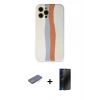 MARSİLYAN™- iPhone 12 Pro Max Kılıf Yadigar Çizgi - Siyah 3D Antistatik Hayalet Cam Ekran Koruyucu + Renkli Kamera Lens Koruma Cam - MI