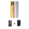 MARSİLYAN™- iPhone 12 Pro Max Kılıf Yadigar Çizgi - Siyah 3D Antistatik Hayalet Cam Ekran Koruyucu + Neon Fosforlu Kamera Lens - SI