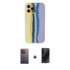 MARSİLYAN™- iPhone 12 Pro Max Kılıf Yadigar Çizgi - Siyah 3D Antistatik Hayalet Cam Ekran Koruyucu + Neon Fosforlu Kamera Lens - SI