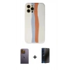 MARSİLYAN™- iPhone 12 Pro Max Kılıf Yadigar Çizgi - Siyah 3D Antistatik Hayalet Cam Ekran Koruyucu + Neon Fosforlu Kamera Lens - SI