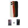 MARSİLYAN™- iPhone 12 Pro Max Kılıf Yadigar Çizgi - Siyah 3D Antistatik Hayalet Cam Ekran Koruyucu + Neon Fosforlu Kamera Lens - SI