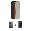MARSİLYAN™- iPhone 12 Pro Max Kılıf Yadigar Çizgi - Siyah 3D Antistatik Hayalet Cam Ekran Koruyucu + Neon Fosforlu Kamera Lens - SI