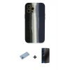 MARSİLYAN™- iPhone 12 Pro Max Kılıf Yadigar Çizgi - Siyah 3D Antistatik Hayalet Cam Ekran Koruyucu + Shine Kamera Lens Koruma Cam - MI