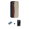 MARSİLYAN™- iPhone 12 Pro Max Kılıf Yadigar Çizgi - Siyah 3D Antistatik Hayalet Cam Ekran Koruyucu + Shine Kamera Lens Koruma Cam - GD