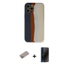 MARSİLYAN™- iPhone 12 Pro Max Kılıf Yadigar Çizgi - Siyah 3D Antistatik Hayalet Cam Ekran Koruyucu + Sierra Blue Shine Kamera Lens Koruma Cam
