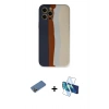 MARSİLYAN™- iPhone 12 Pro Max Kılıf Yadigar Çizgi - Siyah 3D Antistatik Seramik Nano Ekran Koruyucu + Gold Shine Kamera Lens Koruma Cam