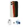 MARSİLYAN™- iPhone 12 Pro Max Kılıf Yadigar Çizgi - Siyah 3D Antistatik Seramik Nano Ekran Koruyucu + Shine Kamera Lens - GD