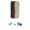 MARSİLYAN™- iPhone 12 Pro Max Kılıf Yadigar Çizgi - Siyah 3D Antistatik Seramik Nano Ekran Koruyucu + Mavi Shine Kamera Lens Koruma Cam