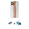 MARSİLYAN™- iPhone 12 Pro Max Kılıf Yadigar Çizgi - Siyah 3D Antistatik Seramik Nano Ekran Koruyucu + Renkli Kamera Lens Koruma Cam - MI