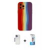 MARSİLYAN™- iPhone 12 Pro Max Kılıf Yadigar Çizgi - Siyah 5D Eko Cam Ekran Koruyucu + Shine Kamera Lens - LT