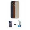 MARSİLYAN™- iPhone 12 Pro Max Kılıf Yadigar Çizgi - Siyah 5D Eko Cam Ekran Koruyucu + Neon Fosforlu Kamera Lens - MI