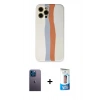 MARSİLYAN™- iPhone 12 Pro Max Kılıf Yadigar Çizgi - Siyah 5D Eko Cam Ekran Koruyucu + Neon Fosforlu Kamera Lens - MI