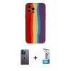 MARSİLYAN™- iPhone 12 Pro Max Kılıf Yadigar Çizgi - Siyah 5D Eko Cam Ekran Koruyucu + Neon Fosforlu Kamera Lens - MI