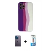 MARSİLYAN™- iPhone 12 Pro Max Kılıf Yadigar Çizgi - Siyah 5D Eko Cam Ekran Koruyucu + Neon Fosforlu Kamera Lens - MI