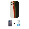 MARSİLYAN™- iPhone 12 Pro Max Kılıf Yadigar Çizgi - Siyah 5D Eko Cam Ekran Koruyucu + Neon Fosforlu Kamera Lens - MI