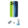 MARSİLYAN™- iPhone 12 Pro Max Kılıf Yadigar Çizgi - Siyah 5D Eko Cam Ekran Koruyucu + Metal Kamera Lens Koruma Cam - KI