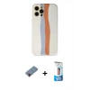 MARSİLYAN™- iPhone 12 Pro Max Kılıf Yadigar Çizgi - Siyah 5D Eko Cam Ekran Koruyucu + Metal Kamera Lens Koruma Cam - KI
