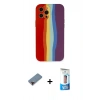 MARSİLYAN™- iPhone 12 Pro Max Kılıf Yadigar Çizgi - Siyah 5D Eko Cam Ekran Koruyucu + Metal Kamera Lens Koruma Cam - KI