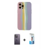 MARSİLYAN™- iPhone 12 Pro Max Kılıf Yadigar Çizgi - Siyah 5D Eko Cam Ekran Koruyucu + Neon Fosforlu Kamera Lens - BZ