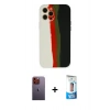 MARSİLYAN™- iPhone 12 Pro Max Kılıf Yadigar Çizgi - Siyah 5D Eko Cam Ekran Koruyucu + Neon Fosforlu Kamera Lens - TU