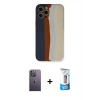 MARSİLYAN™- iPhone 12 Pro Max Kılıf Yadigar Çizgi - Siyah 5D Eko Cam Ekran Koruyucu + Neon Fosforlu Kamera Lens - BZ