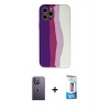 MARSİLYAN™- iPhone 12 Pro Max Kılıf Yadigar Çizgi - Siyah 5D Eko Cam Ekran Koruyucu + Neon Fosforlu Kamera Lens - BZ