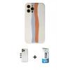 MARSİLYAN™- iPhone 12 Pro Max Kılıf Yadigar Çizgi - Siyah 5D Eko Cam Ekran Koruyucu + Shine Kamera Lens - GD
