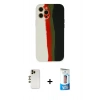 MARSİLYAN™- iPhone 12 Pro Max Kılıf Yadigar Çizgi - Siyah 5D Eko Cam Ekran Koruyucu + Shine Kamera Lens - GD