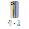 MARSİLYAN™- iPhone 12 Pro Max Kılıf Yadigar Çizgi - Siyah 5D Eko Cam Ekran Koruyucu + Shine Kamera Lens - GD