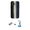 MARSİLYAN™- iPhone 12 Pro Max Kılıf Yadigar Çizgi - Siyah 5D Eko Cam Ekran Koruyucu + Sierra Blue Shine Kamera Lens Koruma Cam