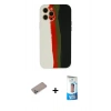 MARSİLYAN™- iPhone 12 Pro Max Kılıf Yadigar Çizgi - Siyah 5D Eko Cam Ekran Koruyucu + Sierra Blue Shine Kamera Lens Koruma Cam